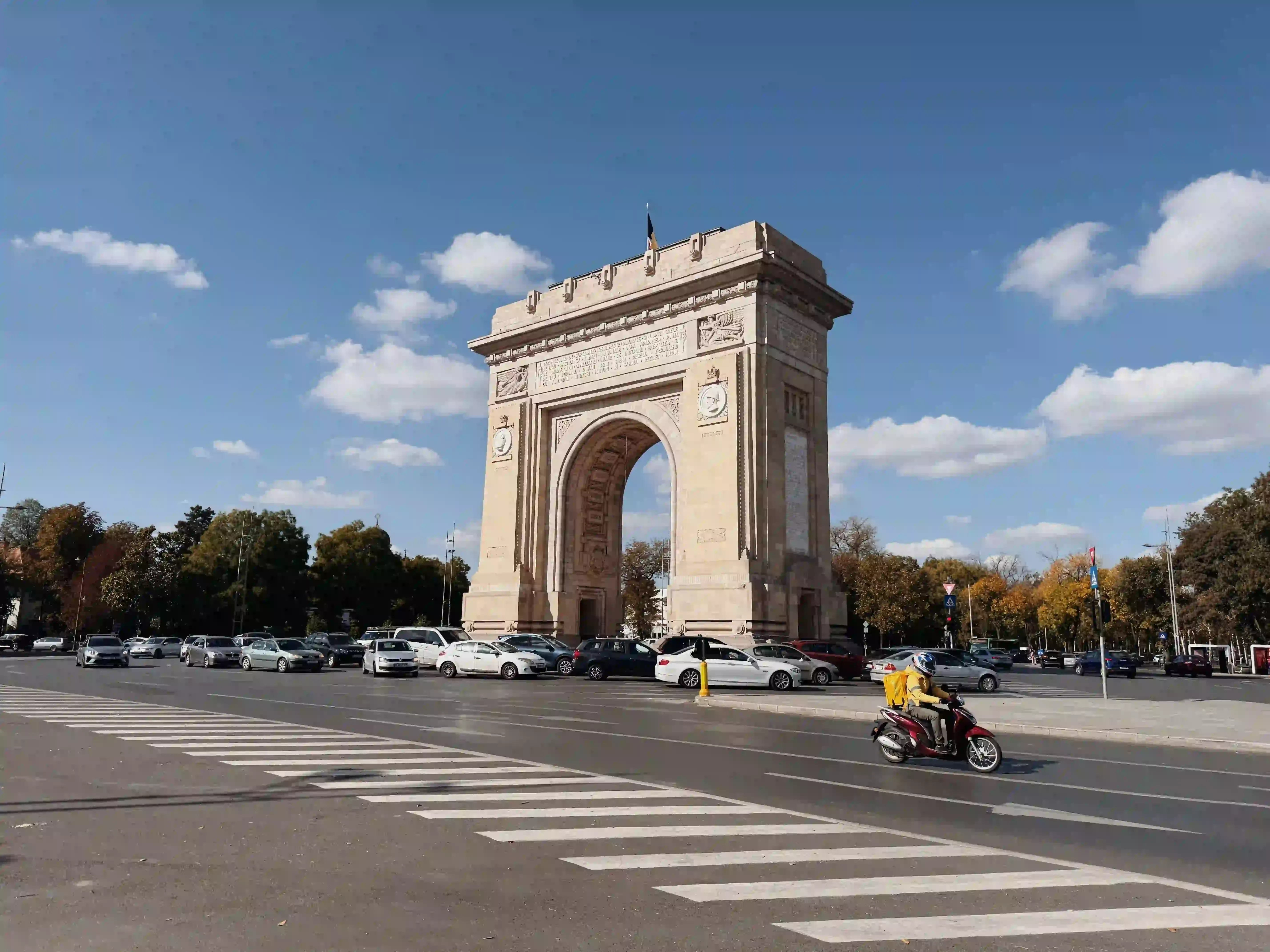 The Arc de Triomphe in Bucharest on a sunny day