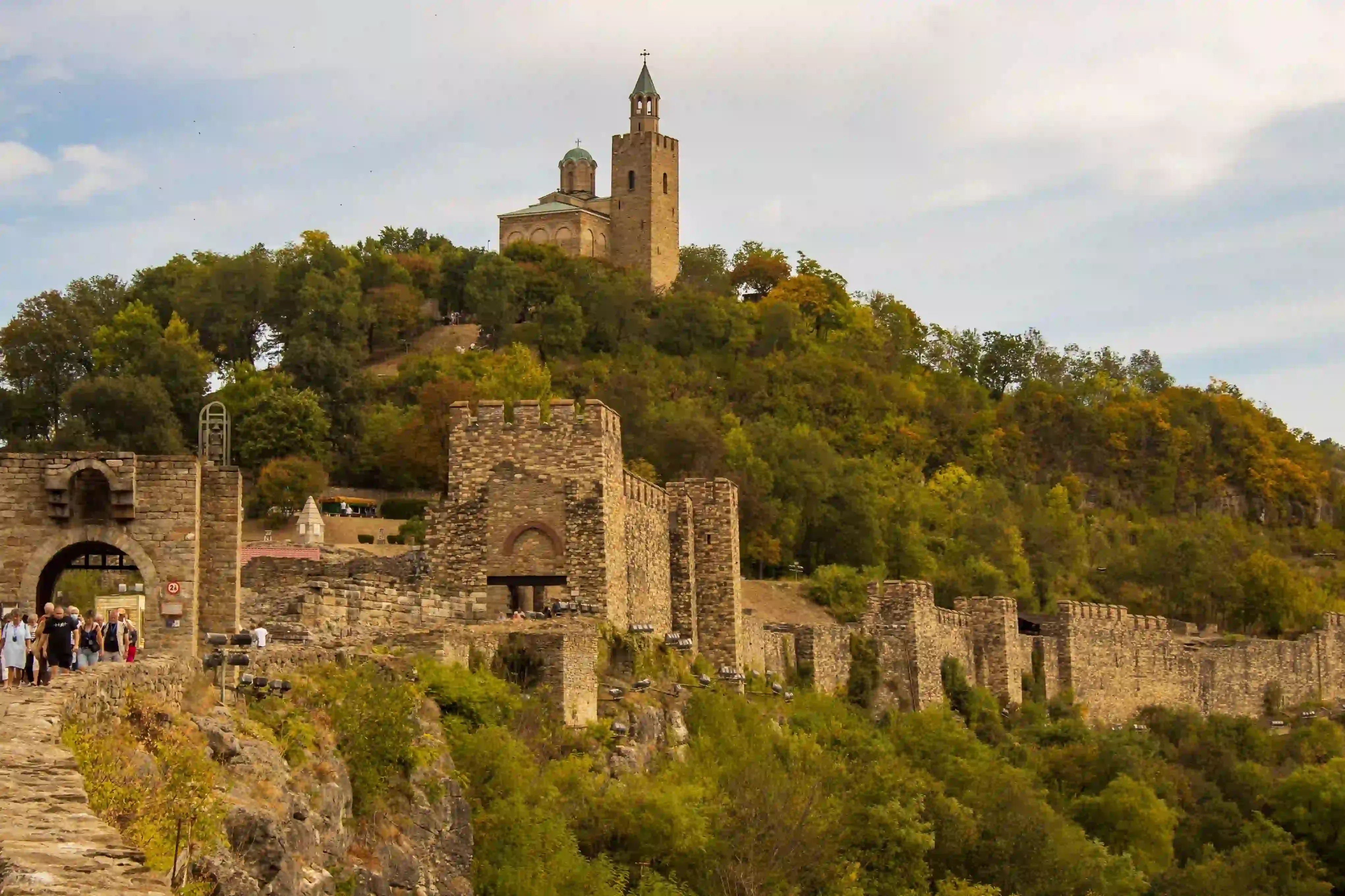 Tsarevets Fortress on a hilltop in Veliko Tarnovo, Bulgaria