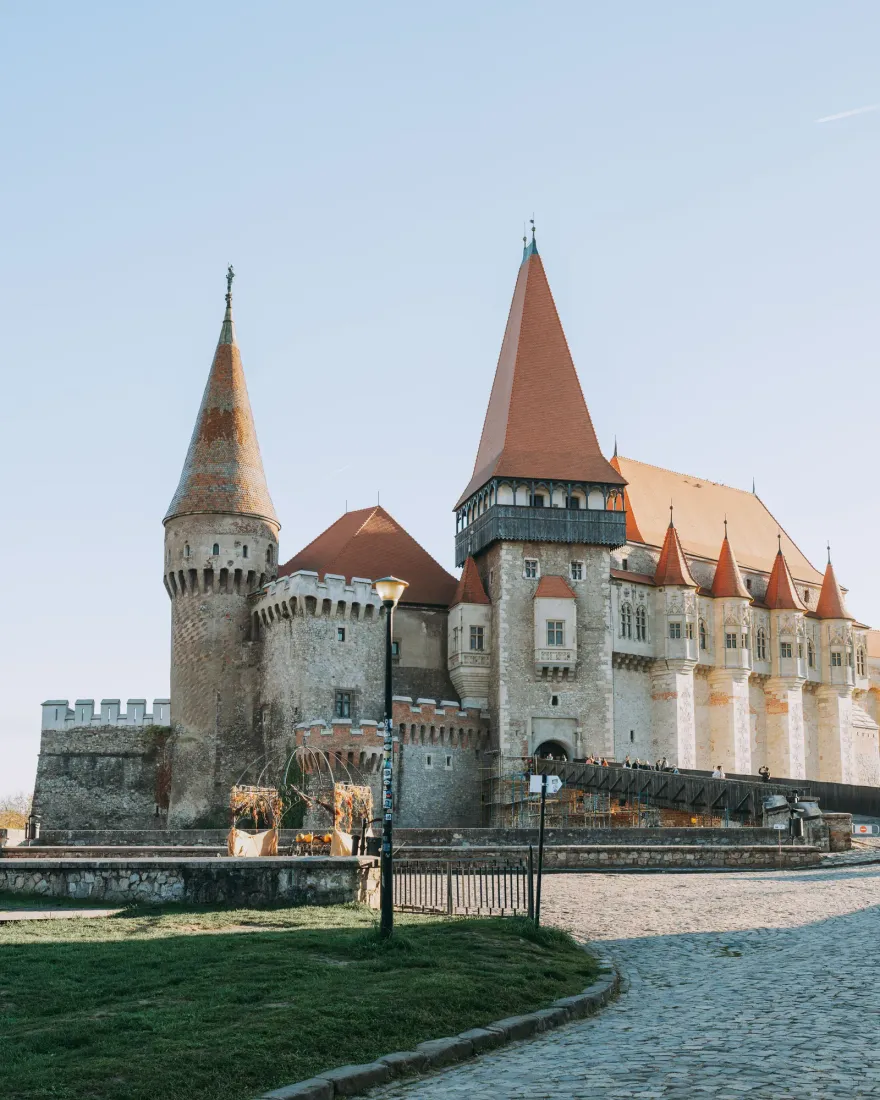 The towers and walls of Corvin Castle in Hunedoara
