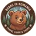 Bears in Romania logo: a smiling brown bear in a Carpathian pine forest